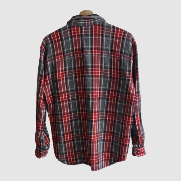 Obey Plaid Flannel Button-Up Shirt – Red/Black, Size S - Picture 4 of 4